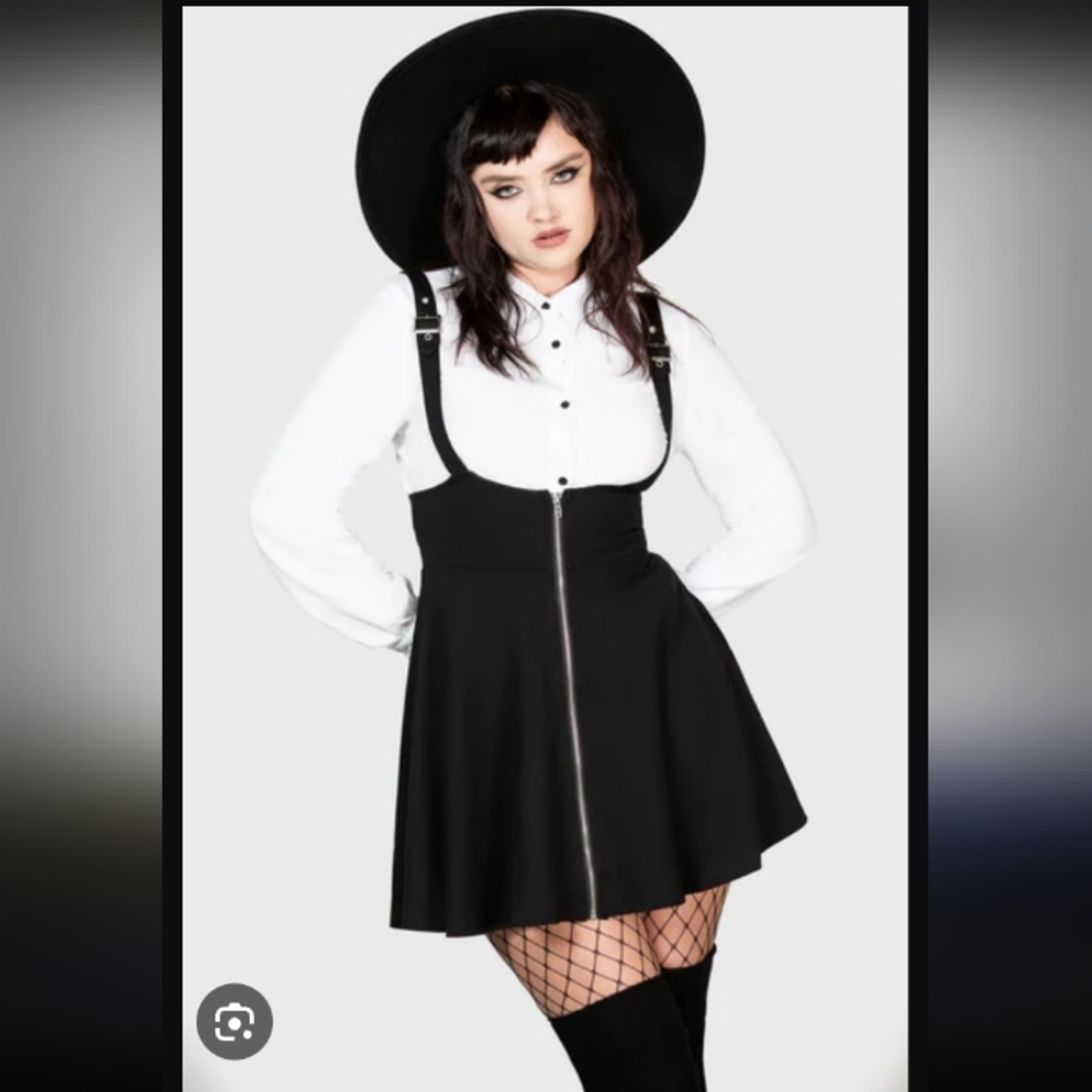 Killstar Suspend Me Zipper Goth Punk Mini Statement Skater Skirt, XS